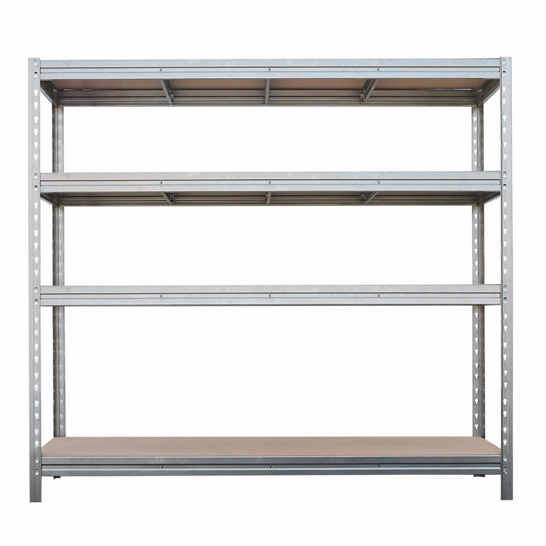 BULLRACK RIVET nagy teherbírású polc, farostlemez polclapokkal, 200x200x60cm, 4 polclap, terhelhetőség 600kg/polclap, horganyzott