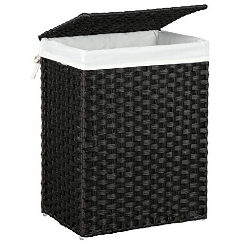 Szennyestartó polyrattan, fedeles, kivehető zsák, 90L, 60x46x33cm