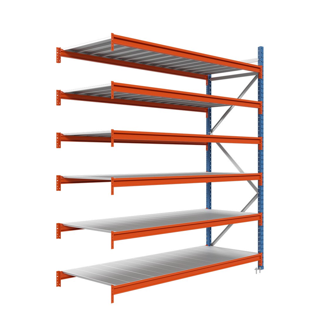 Nagy fesztávú polc fém polclapokkal kiegészítő modul LONGSPAN 200x185x80-6-Metal