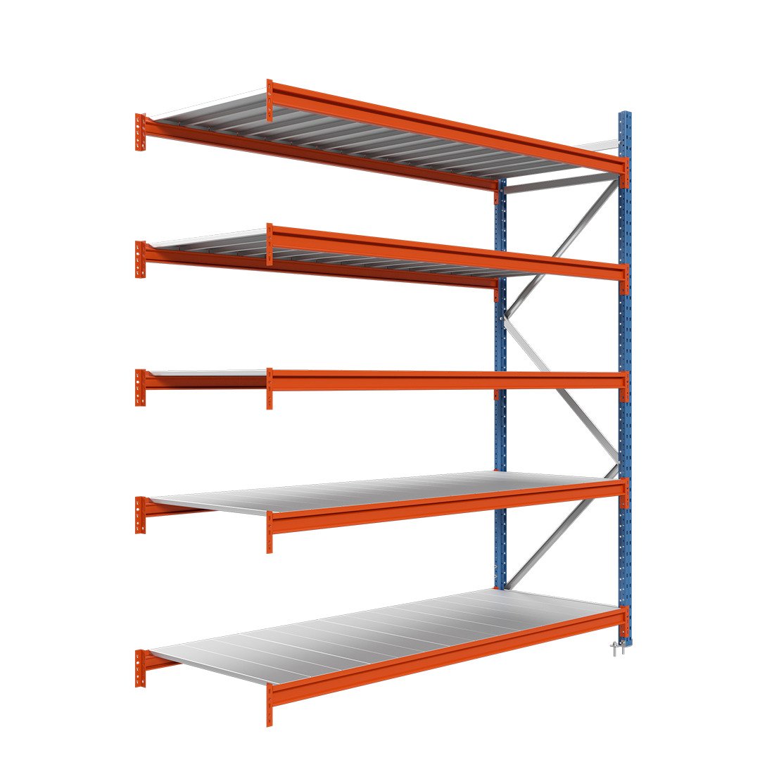 Nagy fesztávú polc fém polclapokkal kiegészítő modul LONGSPAN 250x150x80-5-Metal