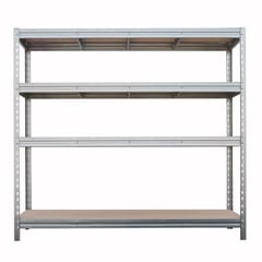 BULLRACK RIVET nagy teherbírású polc, farostlemez polclapokkal, 200x200x60cm, 4 polclap, terhelhetőség 600kg/polclap, horganyzott
