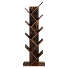 Könyvespolc, 8 szintes, fa, 141,5x50x25 cm