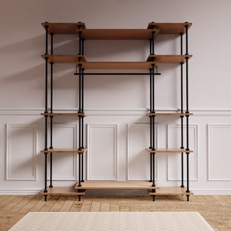 Polcrendszer DECO: polcos nyitott gardrób 185x151x35cm