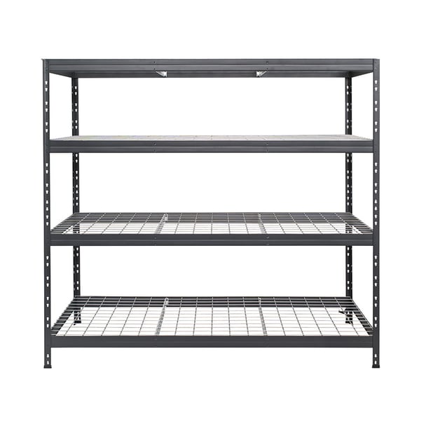 Nagy teherbírású polc RIVET 180X180X60cm 5db acélrácsos polclappal, antracitszürke