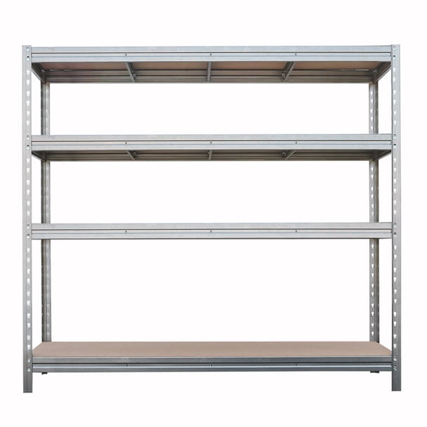 BULLRACK RIVET nagy teherbírású polc, farostlemez polclapokkal, 200x200x60cm, 4 polclap, terhelhetőség 600kg/polclap, horganyzott