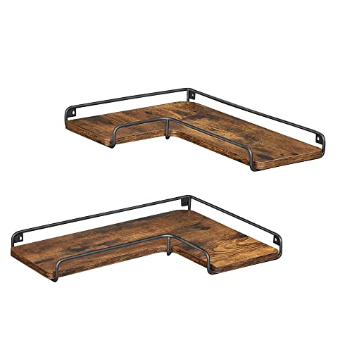 5 szintes sarokpolc, falra szerelhető, vintage barna-fekete, 40x80x170cm