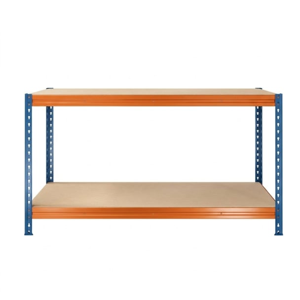 Munkapad BULLRACK RIVET PRO 100x180x60 DTD forgácslap 2 szint kék-narancssárga