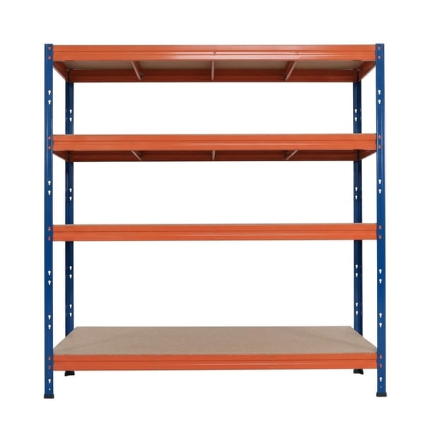 Fém polcok BULLRACK RIVET PRO 200x180x60 DTD forgácslap 5 szint kék-narancssárga