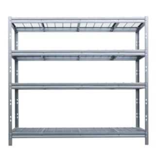 Nagy teherbírású polc BULLRACK RIVET 200x210x60cm, 4db acélrácsos polclappal, horganyzott