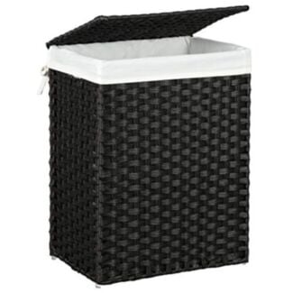 Szennyestartó polyrattan, fedeles, kivehető zsák, 90L, 60x46x33cm