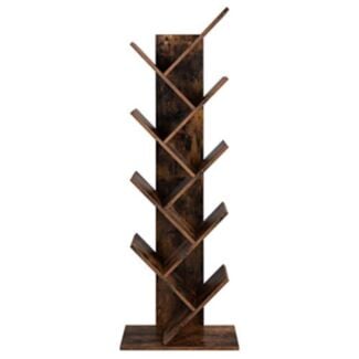 Könyvespolc, 8 szintes, fa, 141,5x50x25 cm
