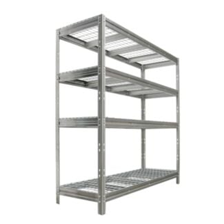 Nagy teherbírású polc BULLRACK RIVET 200x210x60cm, 4db acélrácsos polclappal, horganyzott - Hover