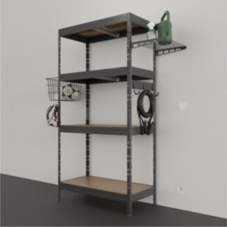 Nagy teherbírású polc RIVET 180X90X45cm, 4 HDF polclap, kiegészítőkkel - Hover